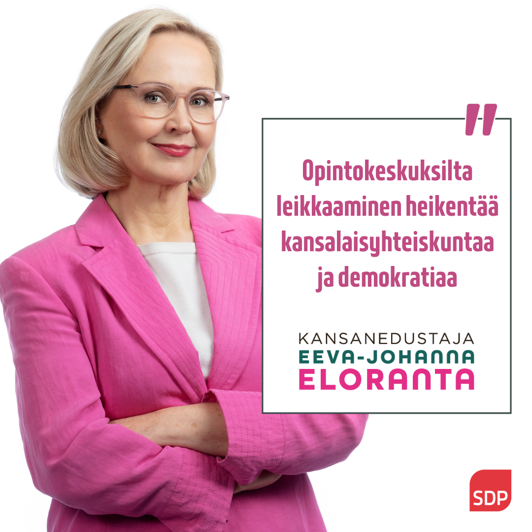 SDP:n Eloranta: Opintokeskuksilta leikkaaminen heikentää kansalaisyhteiskuntaa ja demokratiaa